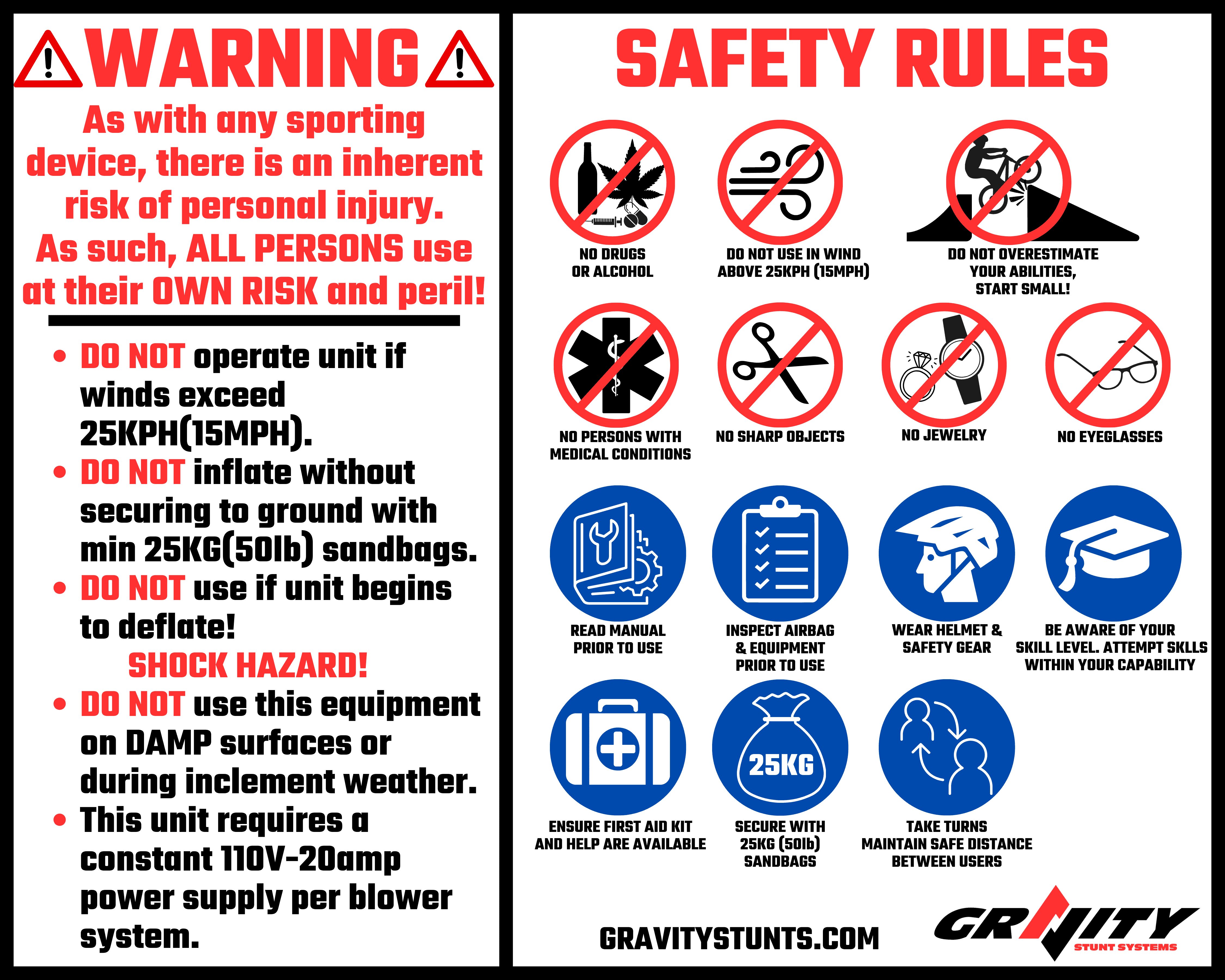 Gravity Stunt airbag safety guide